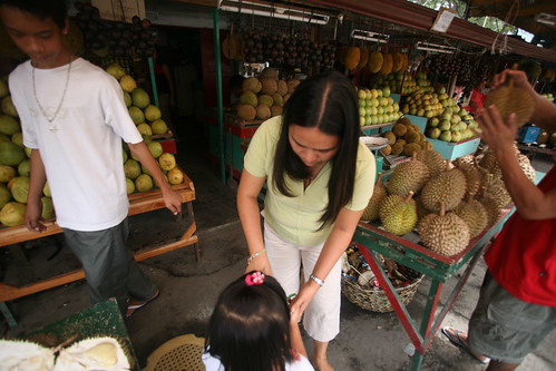 Myrna sharing the durian
