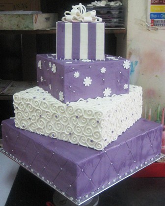 gift box cake designs. White 4 Tier Gift box Cake