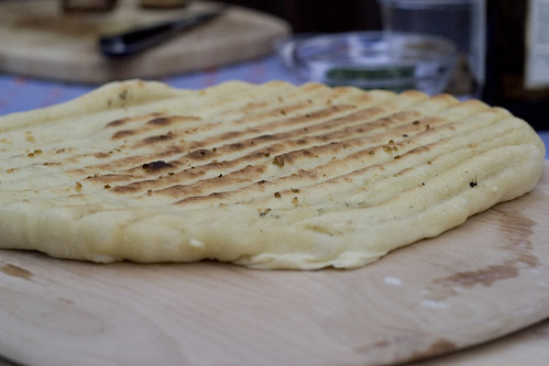 Grilled pizza dough