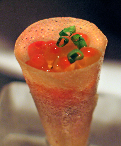 Soy-Marinated Salmon Roe 
Cone