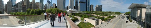 Chicago Panorama: Millenium Park, Nichols Bridgeway and Lurie Garden