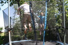 Maddie and Dad on the Trampoline