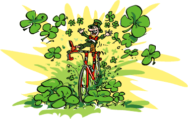 leprechaun on a bicycle