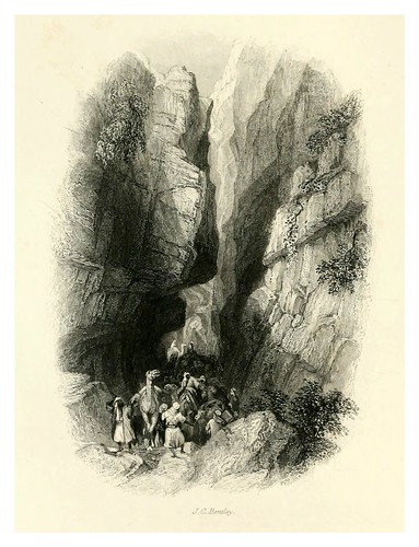017-La Quebrada de entrada vista desde el Khusne-Bartlett, W. H. 1856