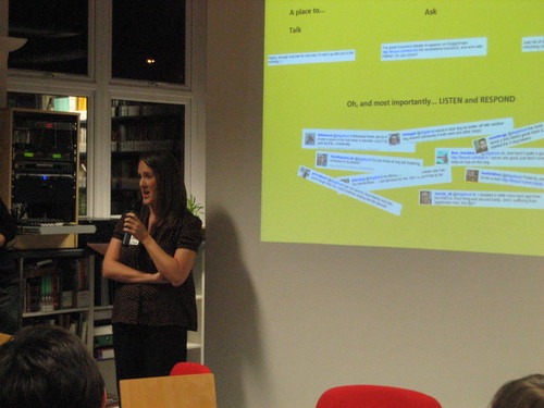 Rachel Beer introducing slideshow at nfptweetup, London