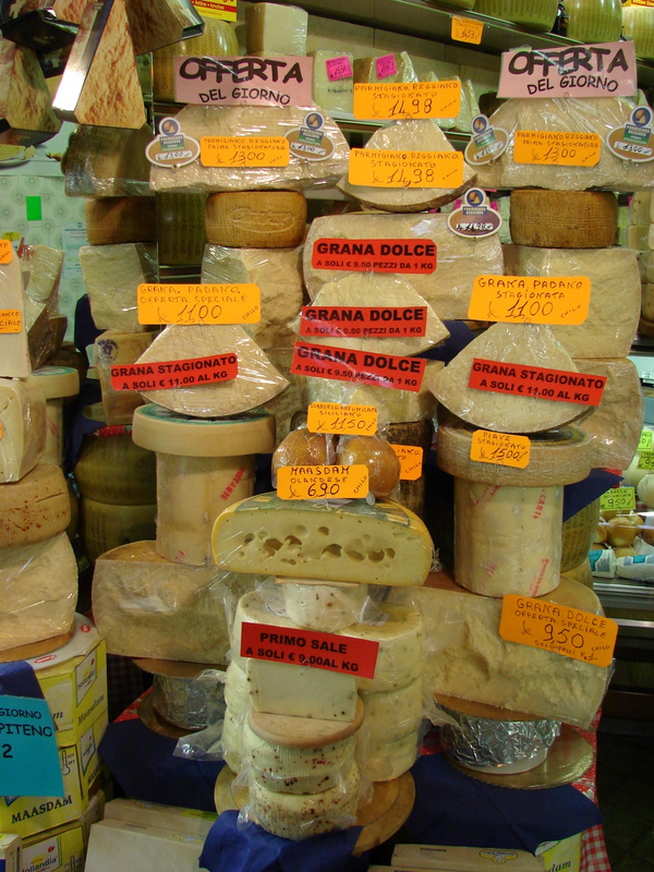 cheese in Bologna market