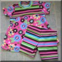 Retro Floral Swing Top and Stripe Shorts  2pc set