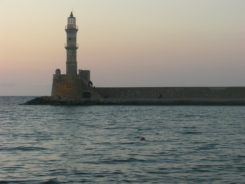 lighthouse hania chania sunset