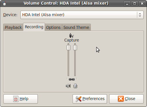 HDA Intel (Alsa mixer) Recording Tab