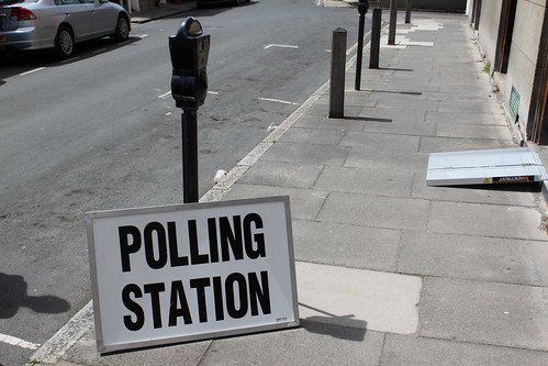 Polling station sign in PeytonPlace