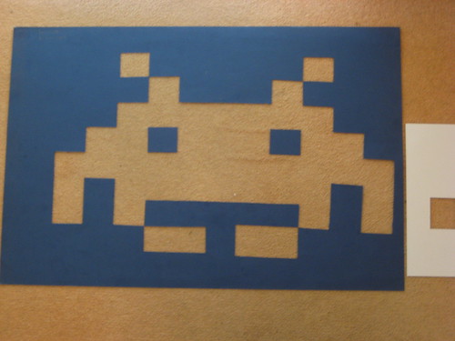 Giant space invader stencil 52cm 78cm work in progress just waiting for 