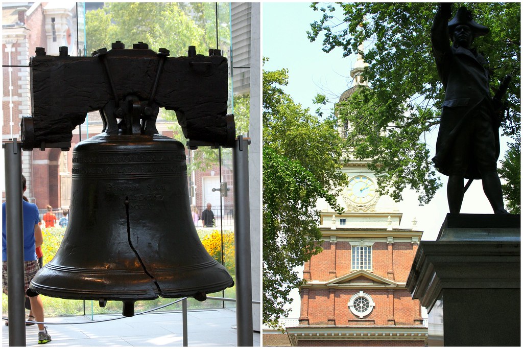 The liberty bell and Independence Hall