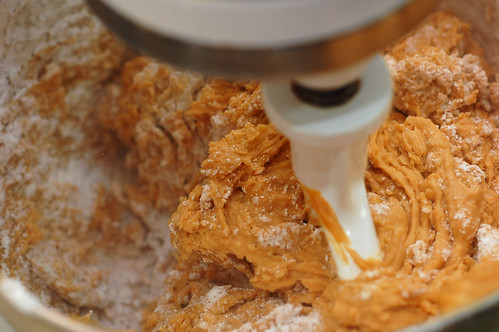 Mixing Peanut Butter, Butter and Powdered Sugar