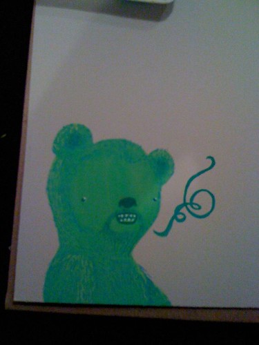 Bad phone picture of my green bear