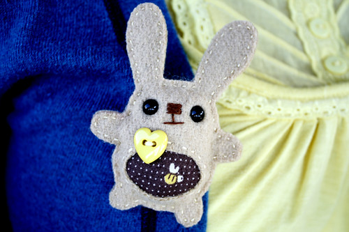 Wore my bunny loves bee brooch :)
