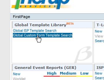 Screenshot showing 'Global Template Library'section on Firstpage