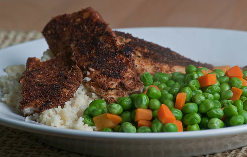 Blackened Tilapia With Couscous, Peas, And Carrots
