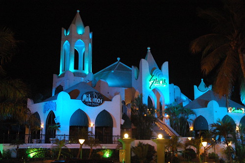 Sheik restaurant and nightclub in blue, night life, Mazatlan, Sinaloa, Mexico by Wonderlane