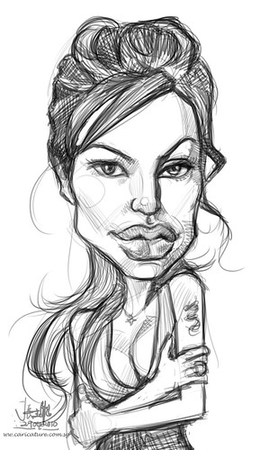 digital sketch of Angelina Jolie