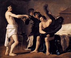 Three Young White Men and a Black Woman by Dutch painter Christiaen van Couwenbergh
