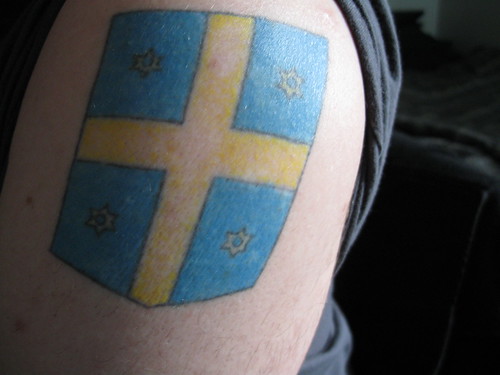 Quevillon coat of arms tattoo On my left forearm