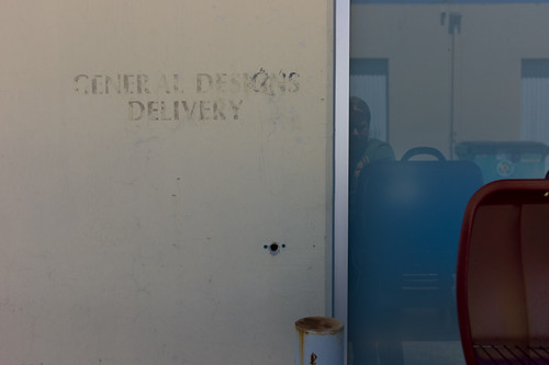 General Designs Delivery. Remnant of some sort found on the wall beyond the model shop.