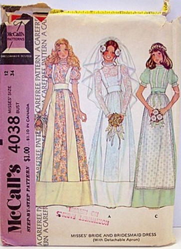 designer wedding dress patterns. Vintage McCalls Pattern 4038