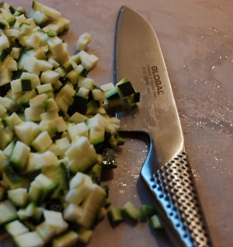 Diced courgettes