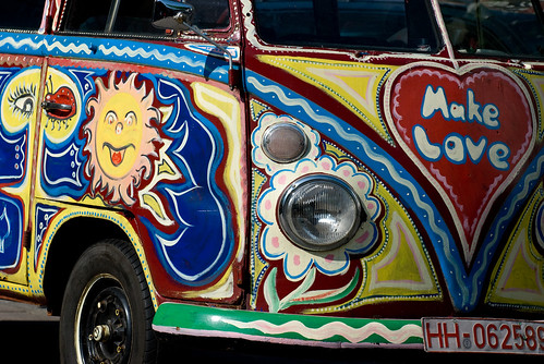 Hippie VW bus in Europe