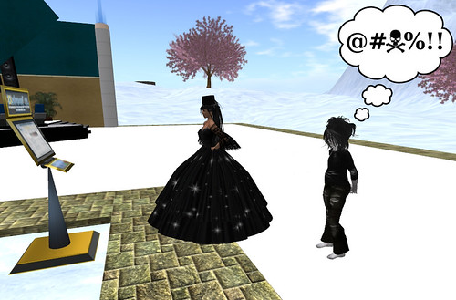 Even in Second Life, there is a line for the ATM...