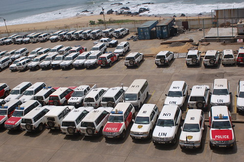 A few of the UN cars outside UNMIL in Liberia