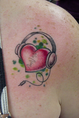 headphone heart tattoo Cora o e headphone