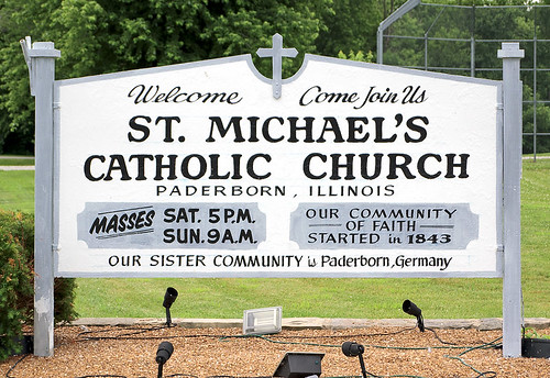 Saint Michael's Roman Catholic Church, in Paderborn, Illinois, USA - sign