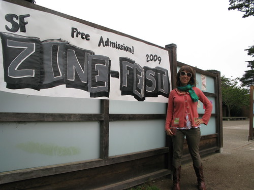 SF Zinefest sign and Liz Maher