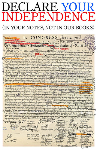 Declare your independence (in your notes, not in our books!)
