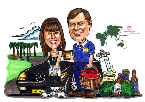 Couple caricatures for Mastercard Mr & Mrs Sekulic detail in colour (revised 1)