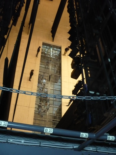 Looking down at the stage