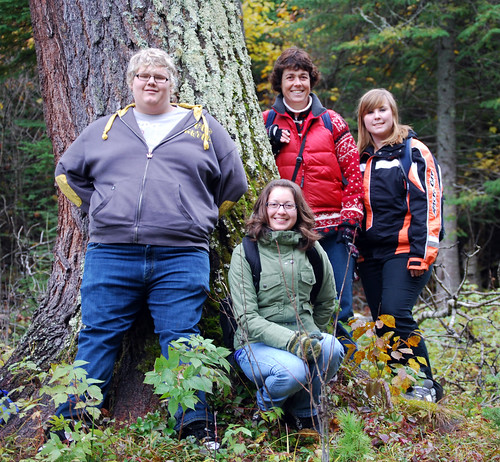 Envirothon team members Dion Deserre, Michelle Arsenault and Reanne Dick along with Mrs. Kathy Boone at the Vernon Trails in Kenora.