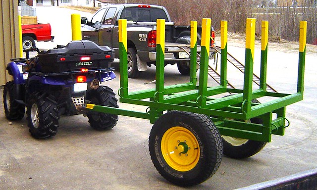 The trailer is intended to be used behind an atv or a small compact tractor.