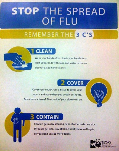 Swine Flu Poster in Texas - Clean, Cover, Contain