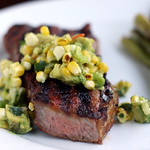 NY Strip Steaks with Grilled Corn and Avocado Salsa