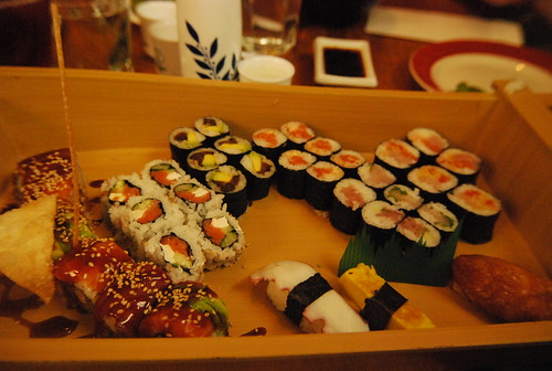 Sushi feast; shared with John and Trid