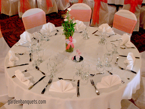 Our lovely table settings for a Quinceanera Party with a Buffet Service 