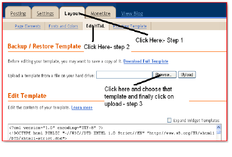 How to upload blogger templates