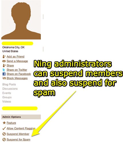 Administrator Suspension Options in Ning
