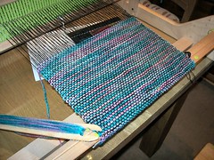Ashford rigid heddle loom with weaving