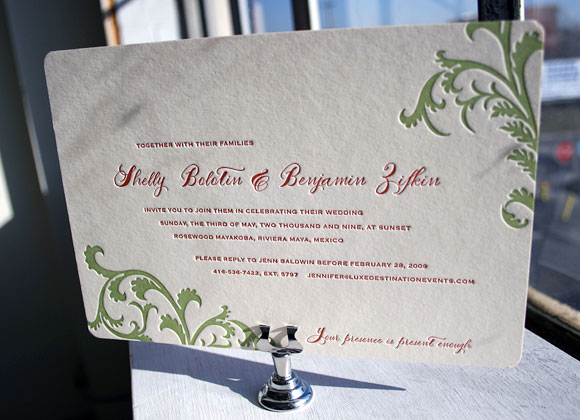 Letterpress wedding invitation - Vettore design with calligraphy  - Smock 