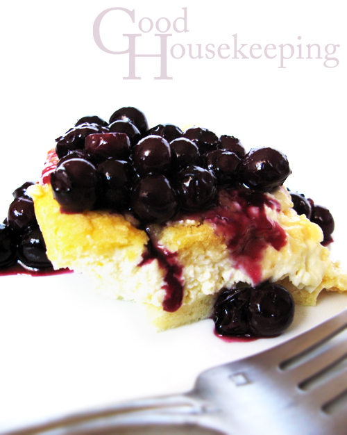 Baked Blintzes with Blueberry Sauce (with title)