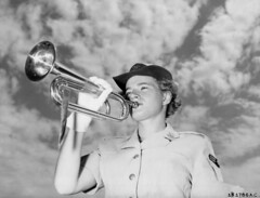 Vintage Woman Soldier Veteran Bugler, WAF U.S, Air Force 1950s