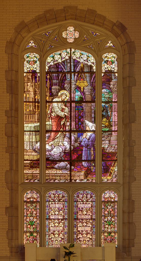 Former Daughters of Charity chapel, at the University of Missouri - Saint Louis, in Normandy, Missouri, USA - stained glass window 1